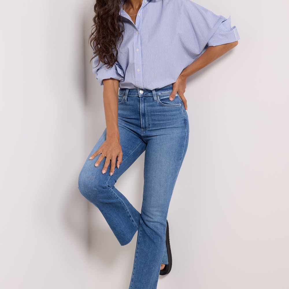 PAIGE Claudine Flared Raw Hem Jeans